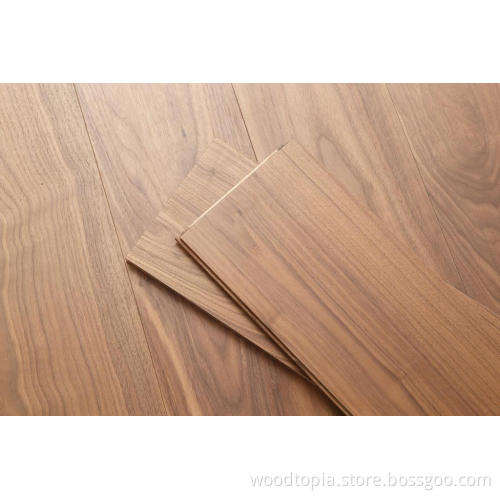 Lantai kayu pepejal tiga lapisan warna walnut hitam
